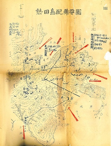 熱田島配備要図⇒「北海守備隊作戦経過報告書　昭和18.9」(北東-アリューシャン-13）