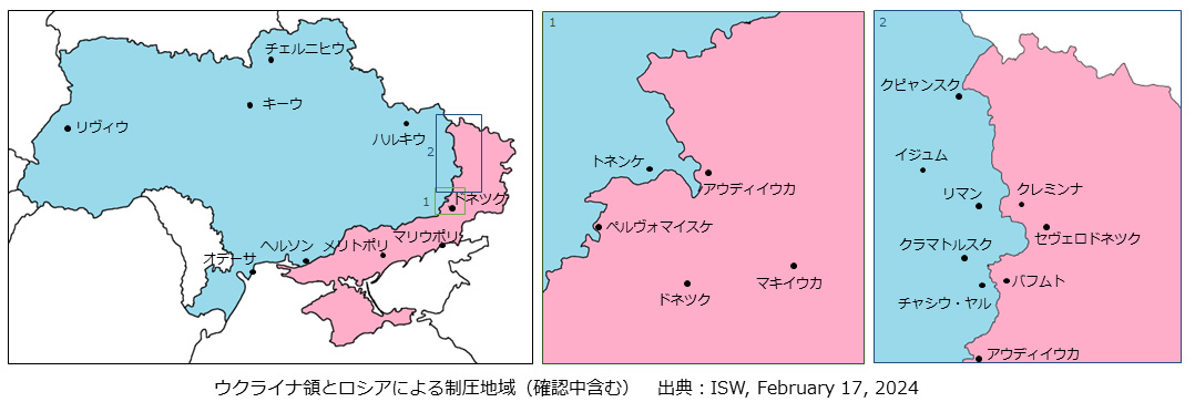 ウクライナ領とロシアによる制圧地域