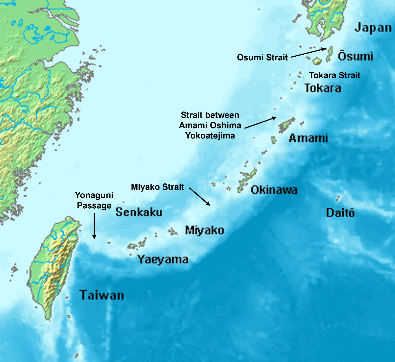 Southwest Islands and waterways map modified by author from Wikipedia.