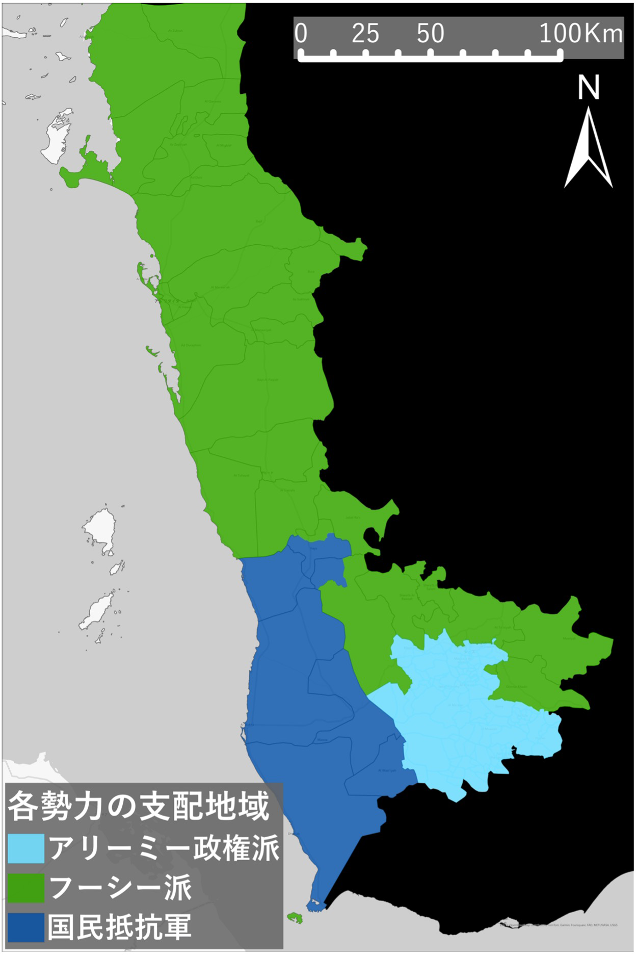 図2西海岸沿岸2県の勢力略図