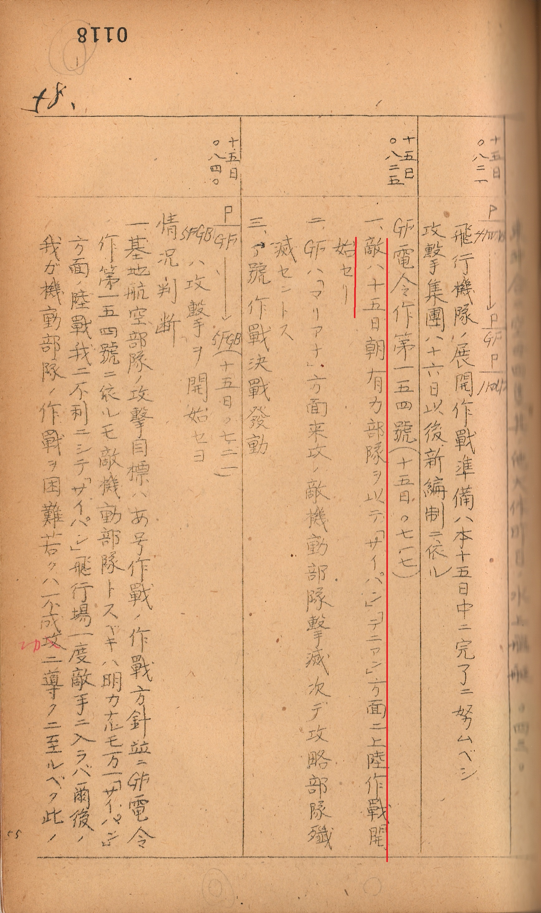 【史料①】コマ１～２「大東亜戦争戦闘詳報　第61航空戦隊　昭和19年5～7月」（請求記号：⑤航空部隊、戦闘詳報・戦時日誌、179）
